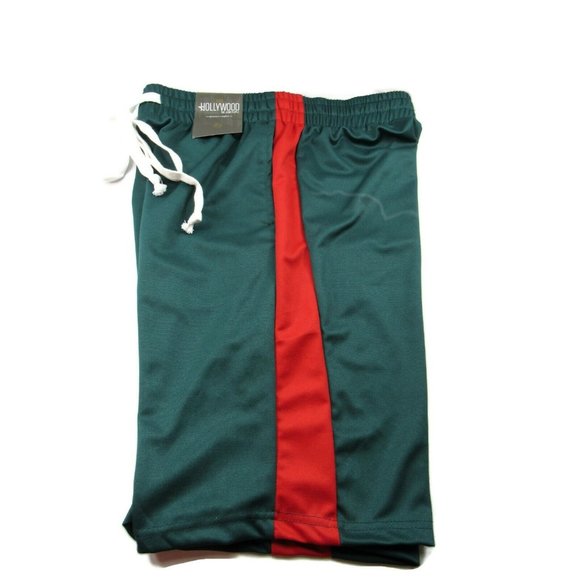 Hollywood Men's Fleece Knit Shorts Green/Red Size Small (28-30) New - Picture 3 of 7